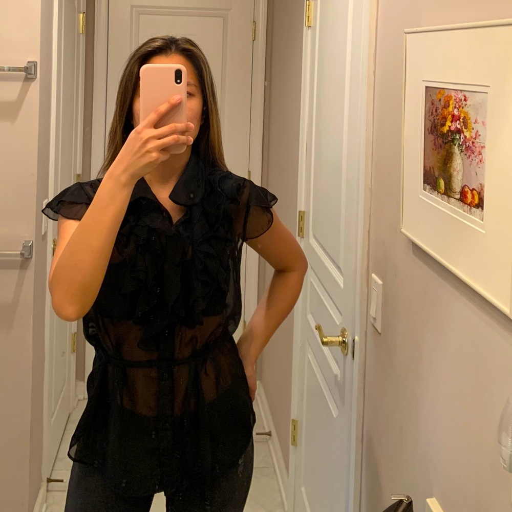 Black Ruffle Blouse